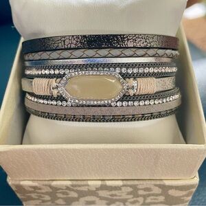 SAACHI Elegant Multi-Layered Bracelet with Crystal Accents NWOT
